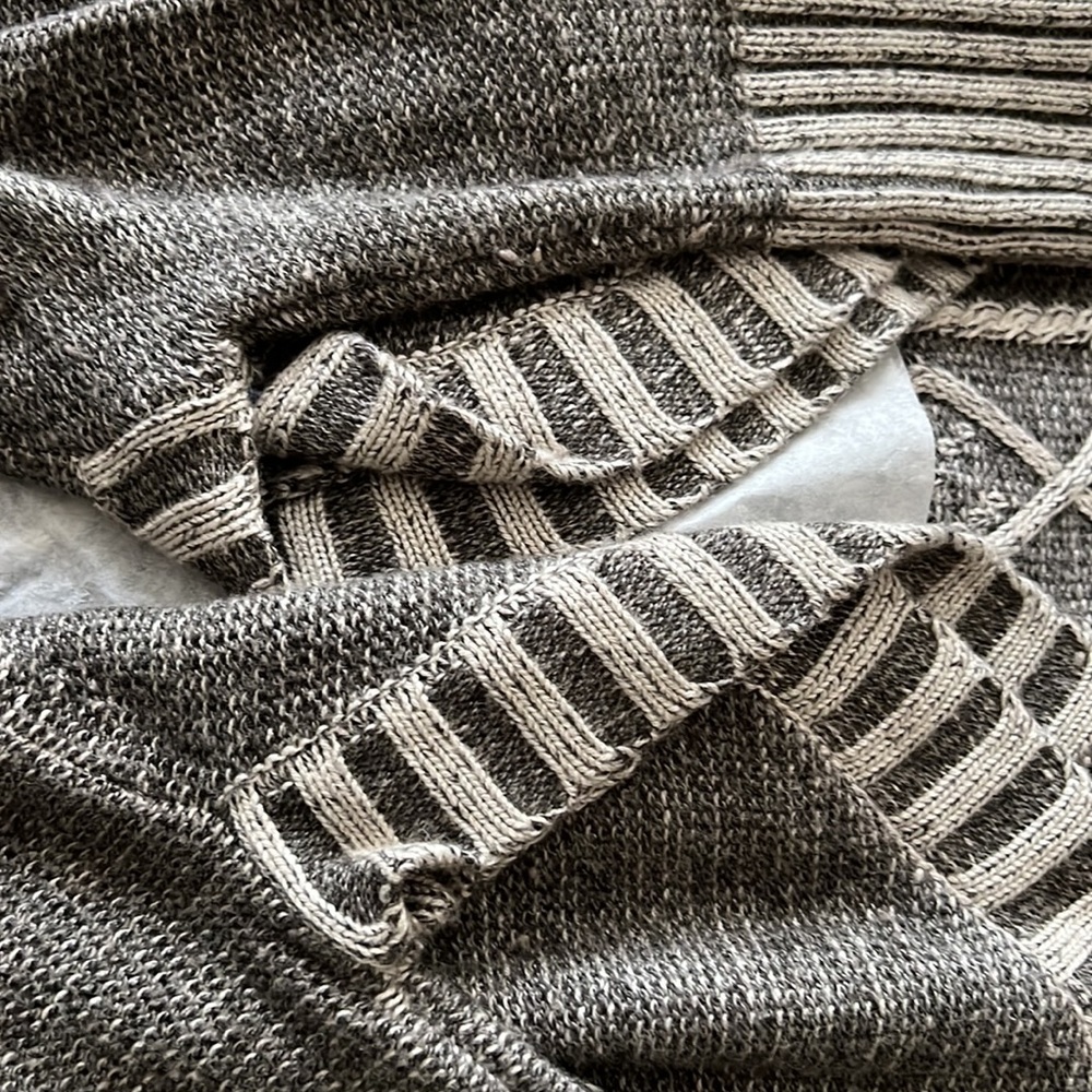 Anthropologie Gray Cable Knit Poncho with Cream Stripes - Picture 10 of 10